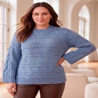 Cable Knit Bell-Sleeve Sweater image number 0