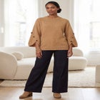 Button-Cuff Bell-Sleeve Sweater image number 0