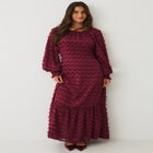 Textured Eyelash Maxi Dress With Tie Waist image number 0
