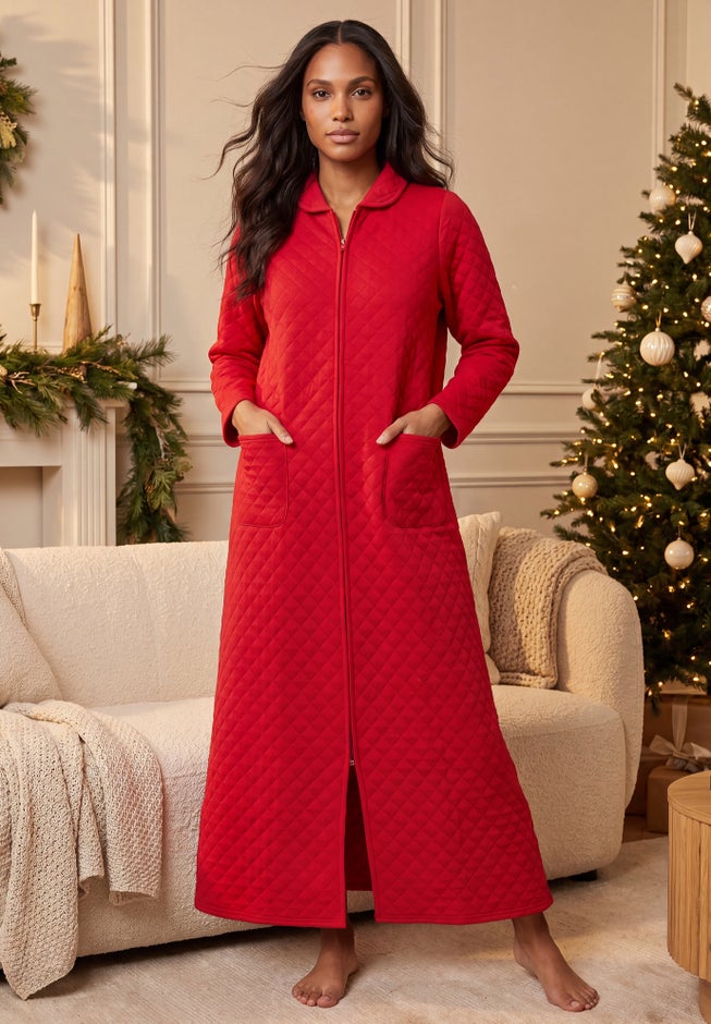Warm Cozy Quilted Zip Robe image number 3