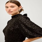 A-Line Mockneck Sequin Maxi Dress With Back Satin Bow image number 5