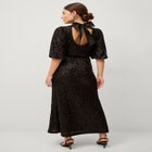 A-Line Mockneck Sequin Maxi Dress With Back Satin Bow image number 2