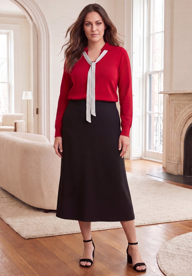 Pullover Tie-Collar Sweater image number 1