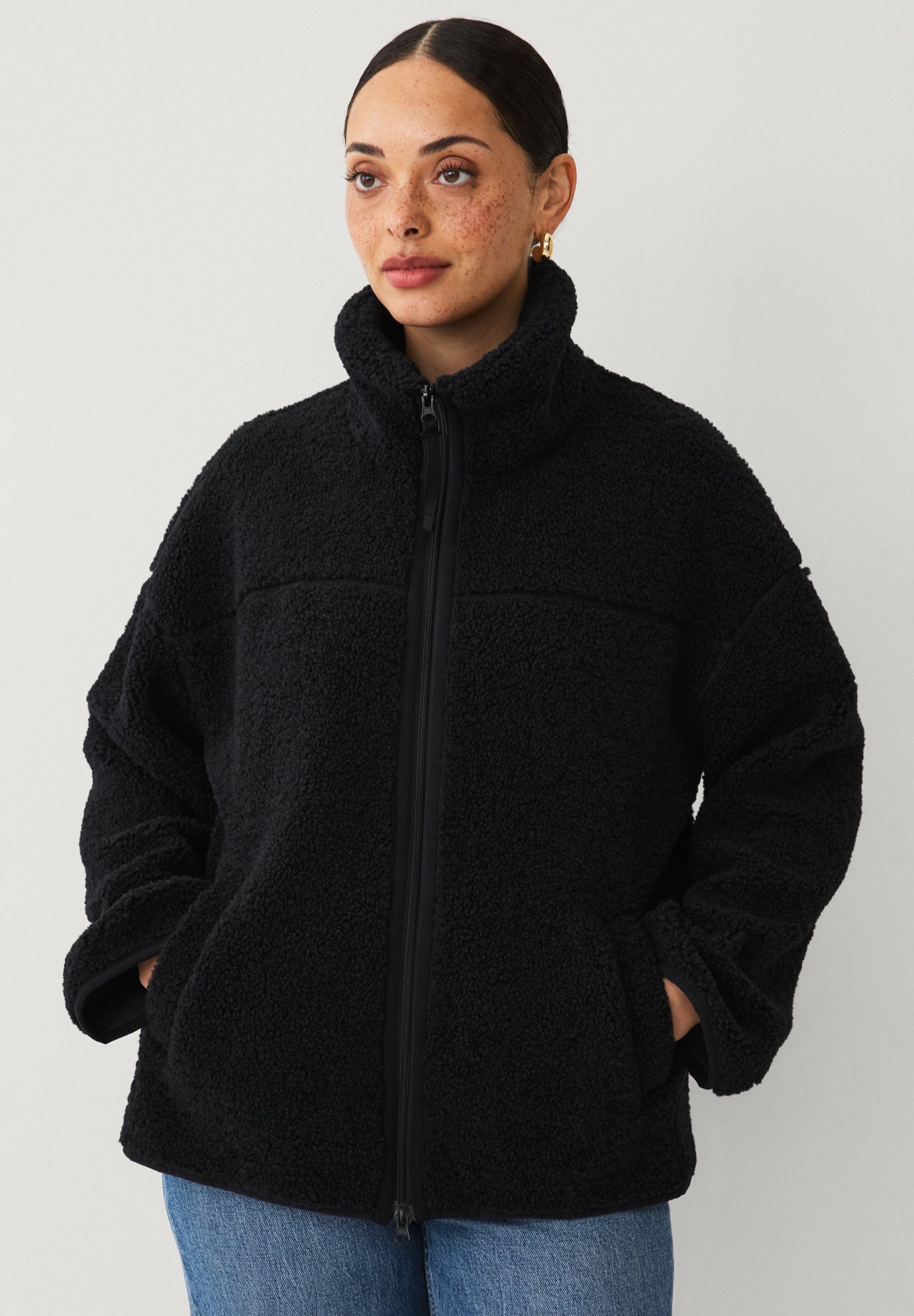 Zip Front Mockneck Sherpa Jacket image number 0