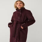 Long Double-Breasted Wool-Blend Belted Coat image number 2
