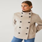 Funnel Neck Double-Breasted Wool-Blend Coat image number 1