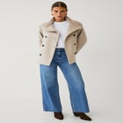 Funnel Neck Double-Breasted Wool-Blend Coat image number 2