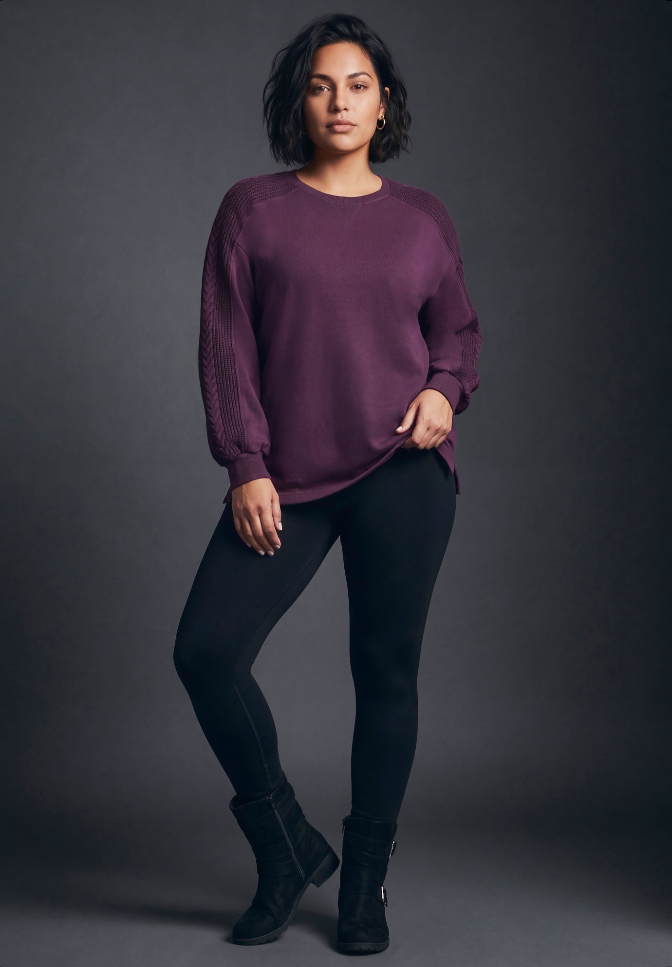 French Terry Cable Textured Pullover image number 0