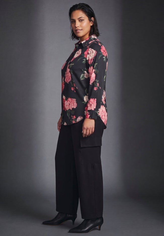 Cece Printed Button Up Blouse image number 2