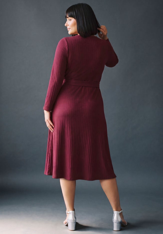 Rosalind Faux Wrap Knit Dress image number 1