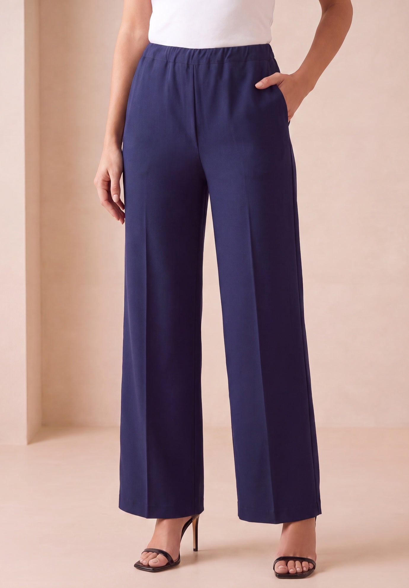 Roaman&rsquo;s&reg; Plus Size Sure Fit Pull-On Wide-Leg Pant image number 0