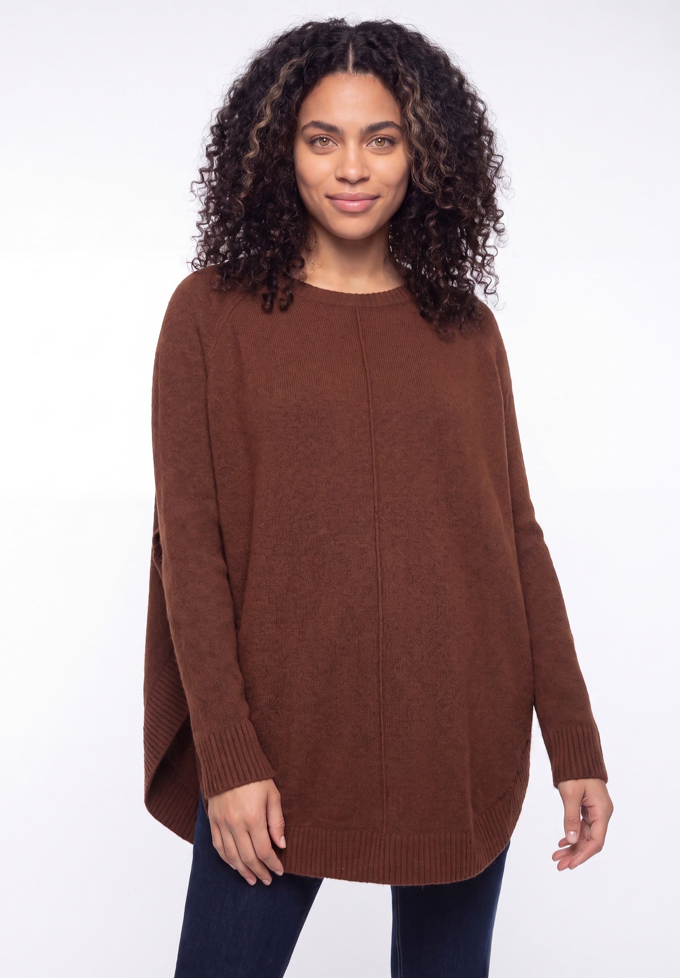 Scoopneck Long Sleeve Pullover Poncho Sweater image number 0