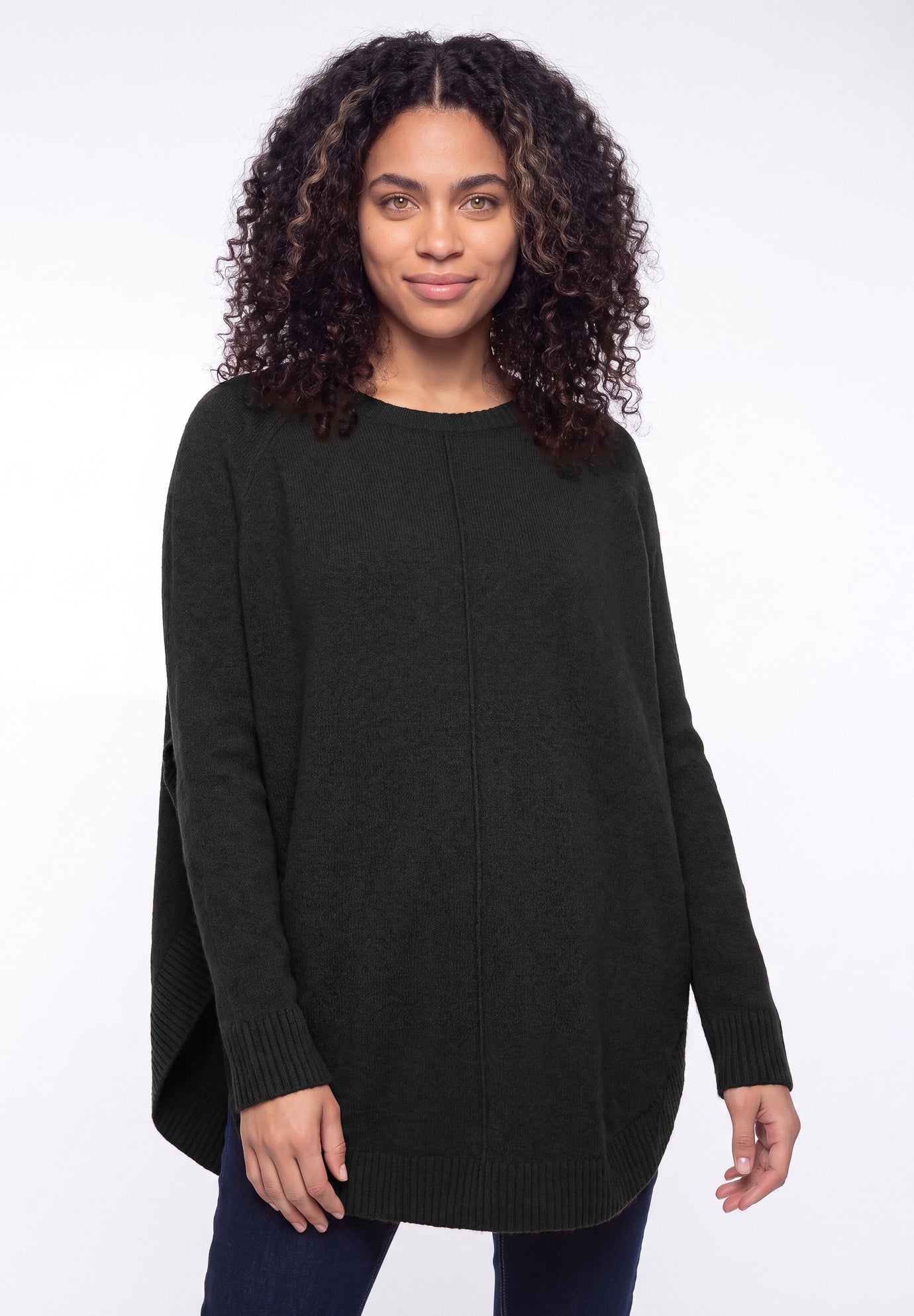 Scoopneck Long Sleeve Pullover Poncho Sweater image number 0