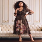 Plus Size Chiffon Flounce V-Neck Maxi Dress image number 0