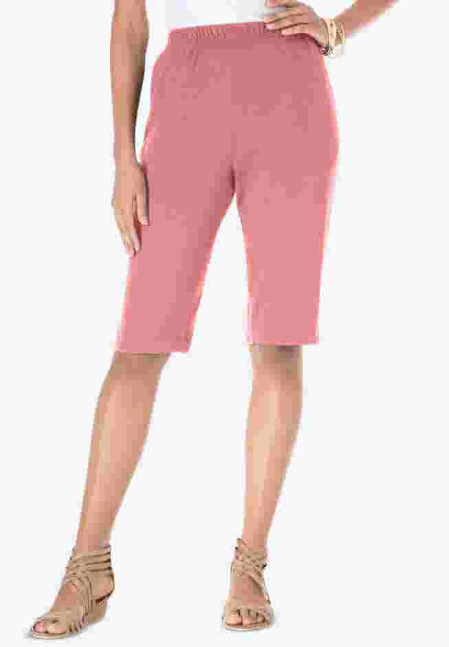 Plus Size Soft Knit Pull-on Bermuda Short image number 0