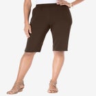 Plus Size Soft Knit Pull-on Bermuda Short image number null
