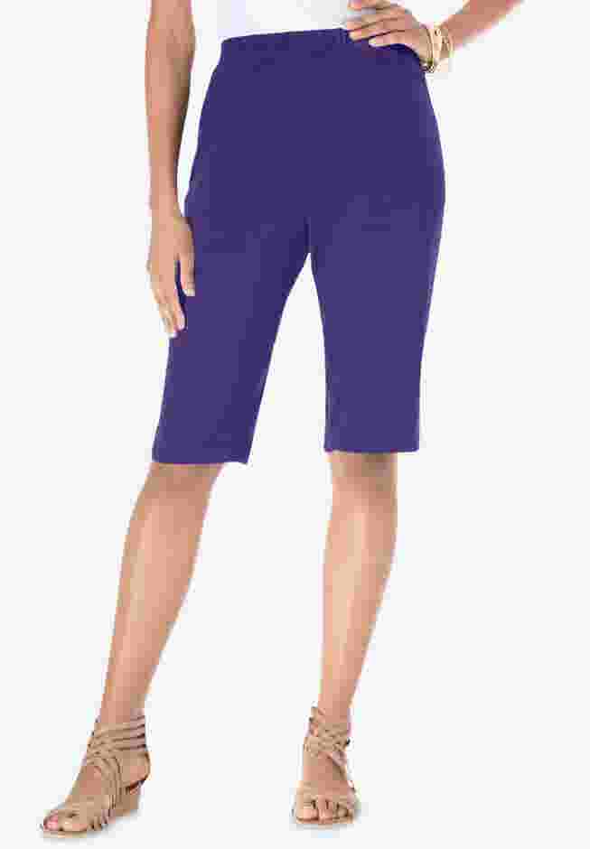 Plus Size Soft Knit Pull-on Bermuda Short image number 0