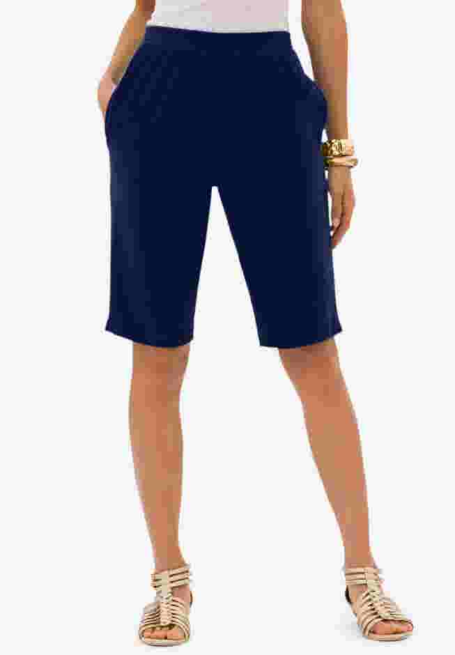Plus Size Soft Knit Pull-on Bermuda Short image number 0