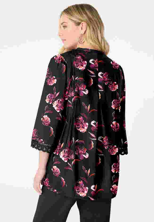 Plus Size Juliet Lace Trim Button-Down Shirt image number 1