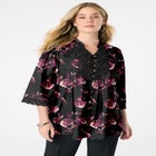Plus Size Juliet Lace Trim Button-Down Shirt image number null