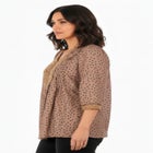 Plus Size Juliet Lace Trim Button-Down Shirt image number null