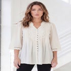 Plus Size Juliet Lace Trim Button-Down Shirt image number null