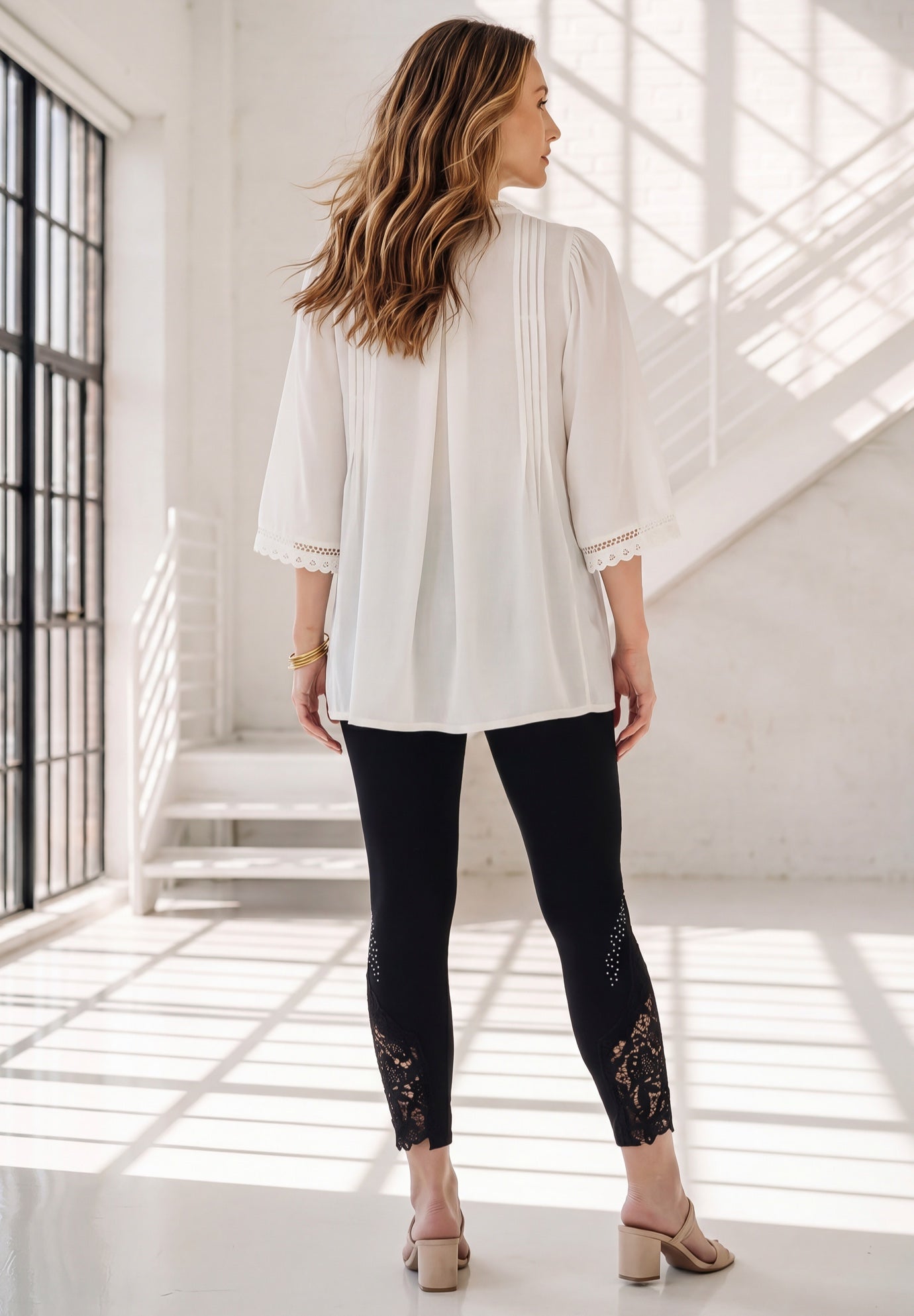 Plus Size Juliet Lace Trim Button-Down Shirt image number 2