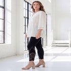 Plus Size Juliet Lace Trim Button-Down Shirt image number null