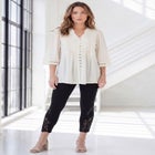 Plus Size Juliet Lace Trim Button-Down Shirt image number null