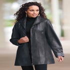 Plus Size A-Line Leather Jacket image number null