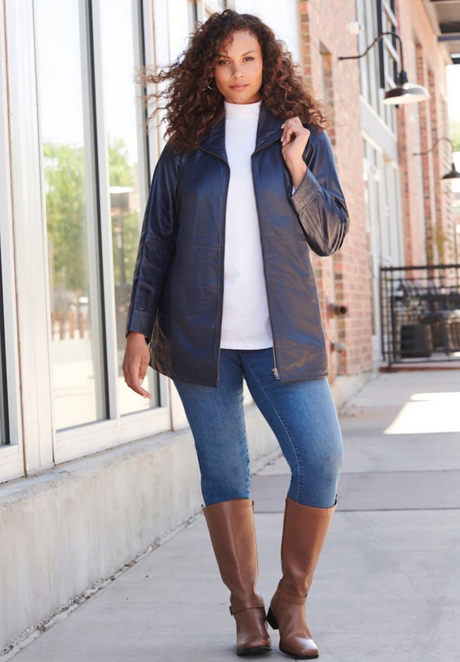 Plus Size A-Line Leather Jacket image number 3
