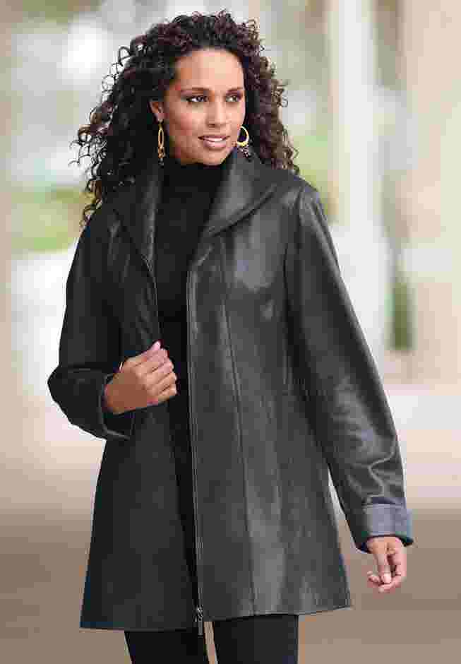 A Line Leather Jacket image number 4