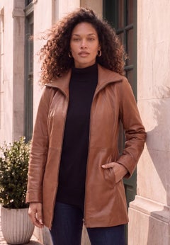 Plus Size A-Line Leather Jacket