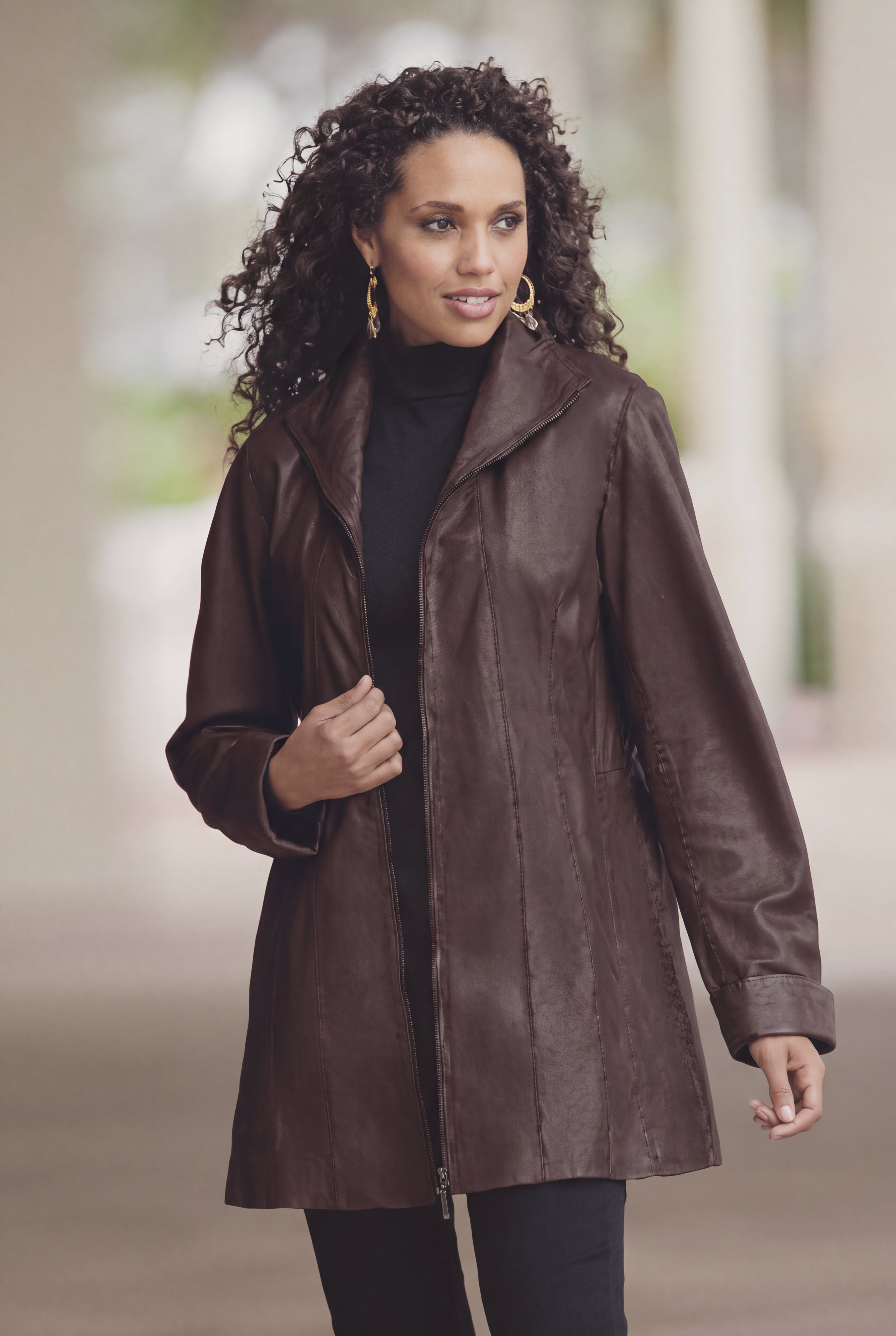 Plus Size A-Line Leather Jacket image number 0