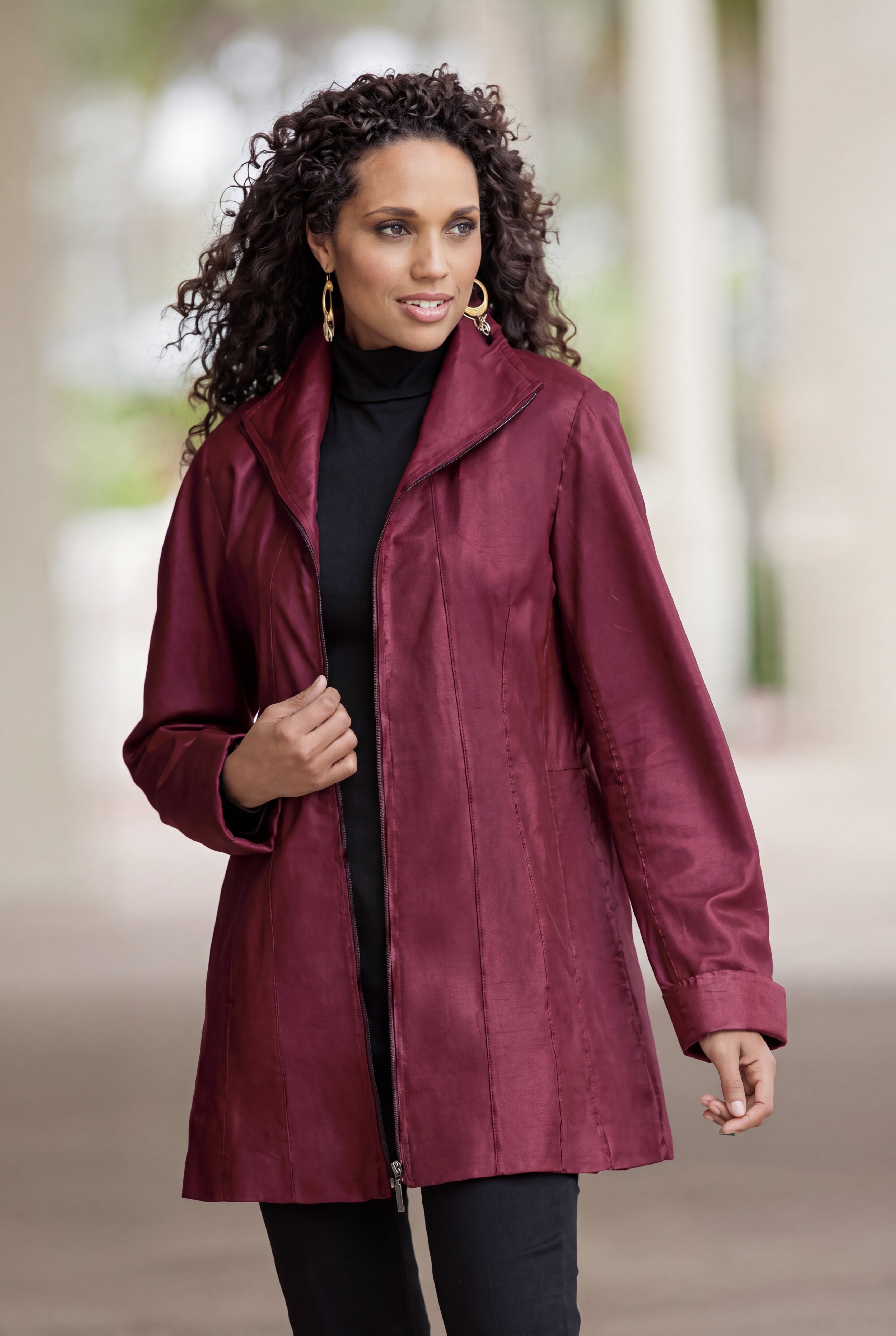 Plus Size A-Line Leather Jacket image number 0