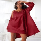 The Luxe Satin Short Peignoir Set image number null