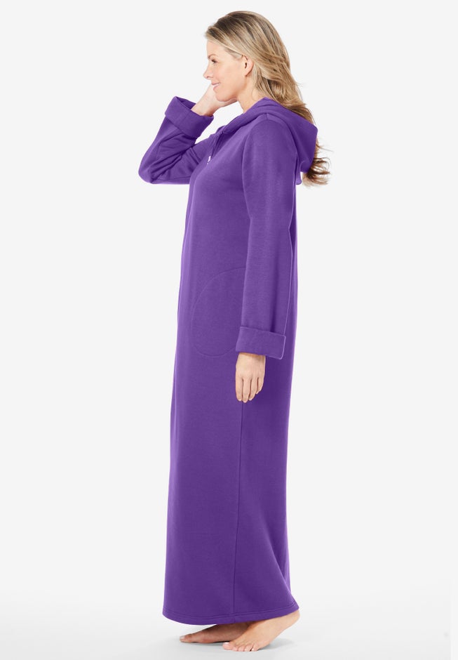 Long Hooded Fleece Sweatshirt Robe image number 2