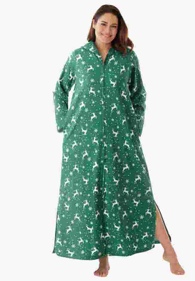 Long Hooded Fleece Sweatshirt Robe image number 0
