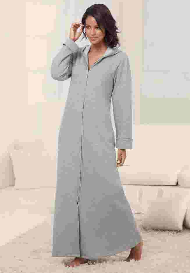 Long Hooded Fleece Sweatshirt Robe image number 3