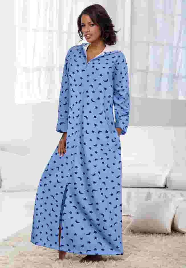 Long Hooded Fleece Sweatshirt Robe image number 5
