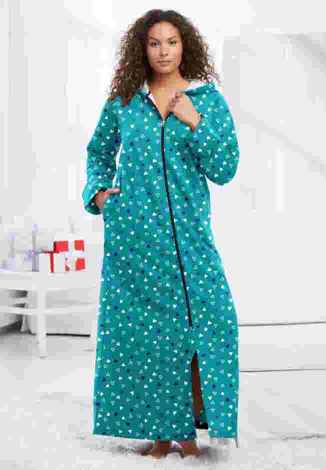 Long Hooded Fleece Sweatshirt Robe image number 6