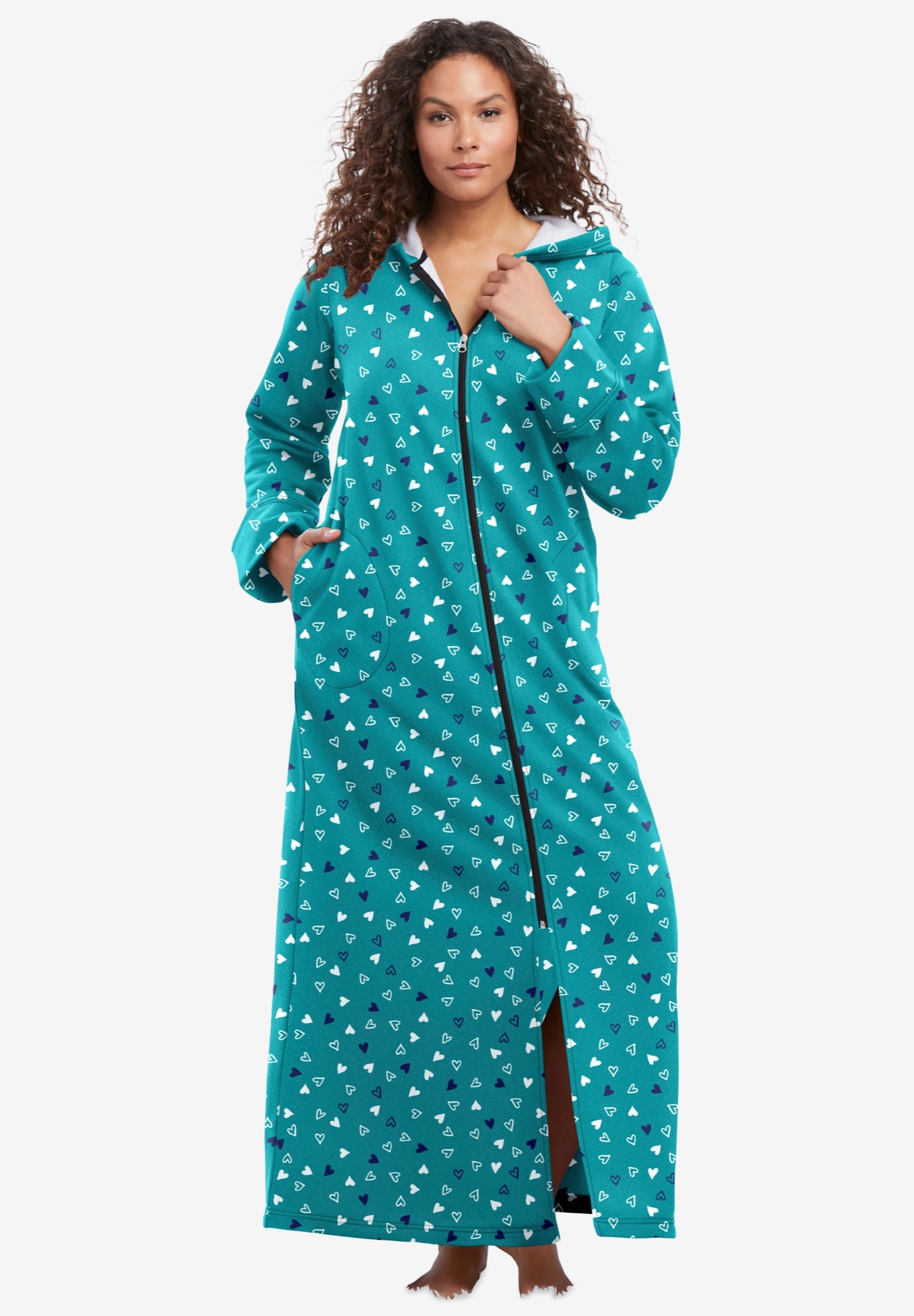 Long Hooded Fleece Sweatshirt Robe image number 0