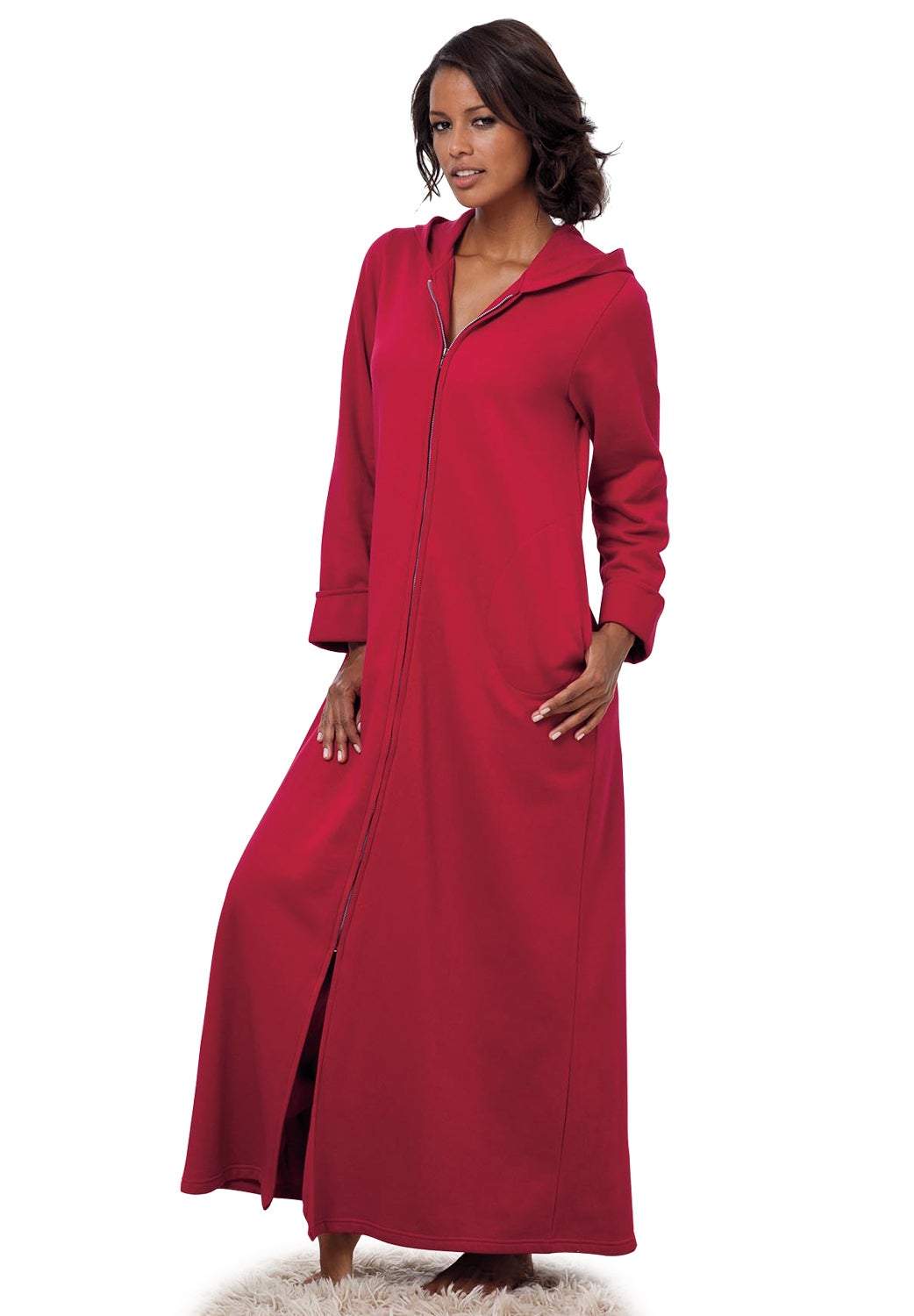 Long Hooded Fleece Sweatshirt Robe image number 0