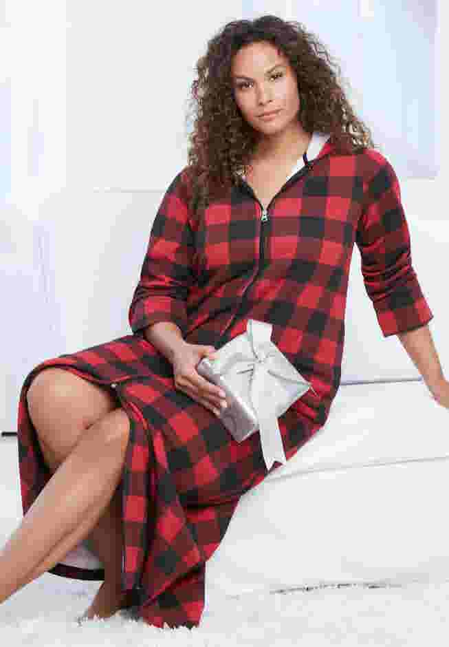 Long Hooded Fleece Sweatshirt Robe image number 5