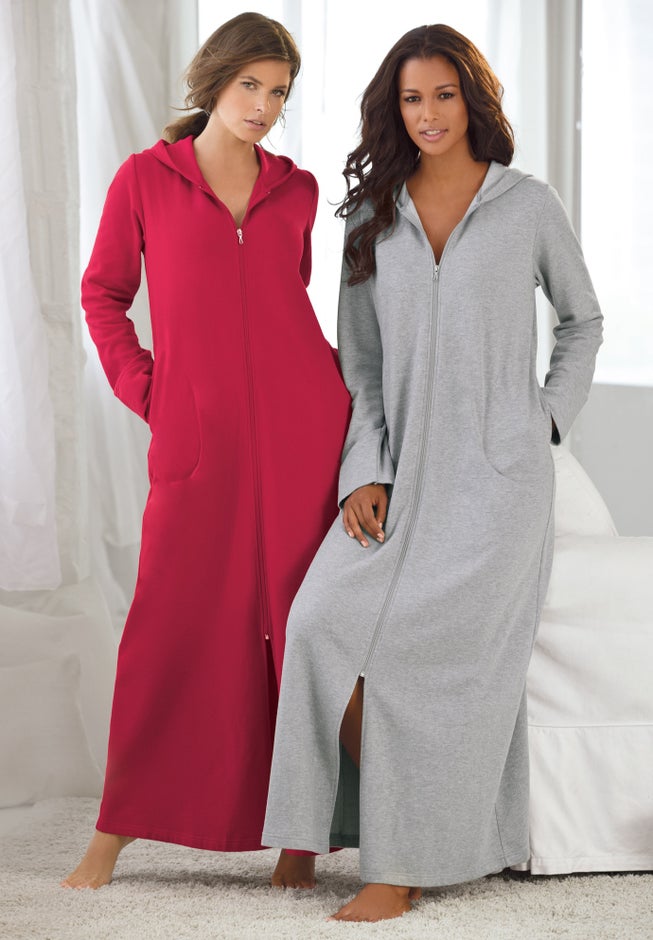 Long Hooded Fleece Sweatshirt Robe image number 7