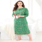 Long-Sleeve Henley Print Sleepshirt  image number null