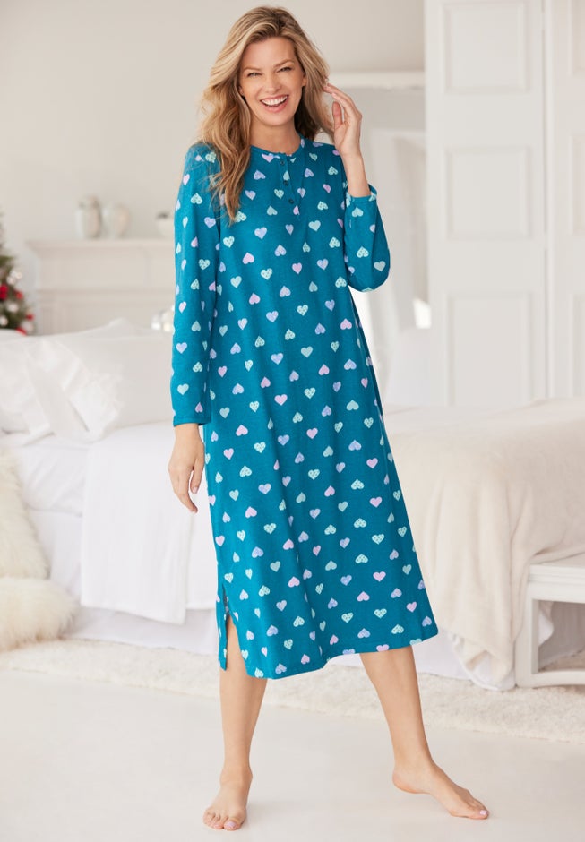 Long-Sleeve Henley Print Sleepshirt  image number 6