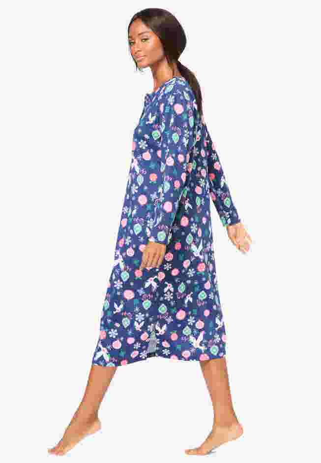 Long-Sleeve Henley Print Sleepshirt  image number 2