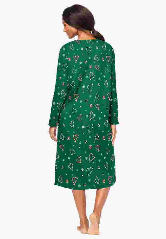 Long-Sleeve Henley Print Sleepshirt  image number 1