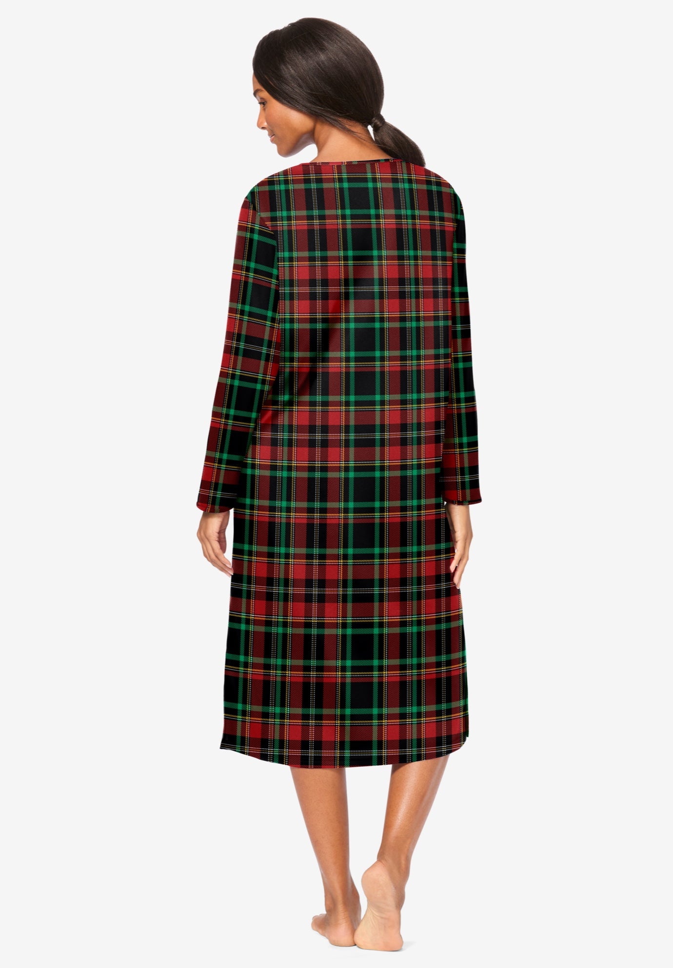 Long-Sleeve Henley Print Sleepshirt  image number 1